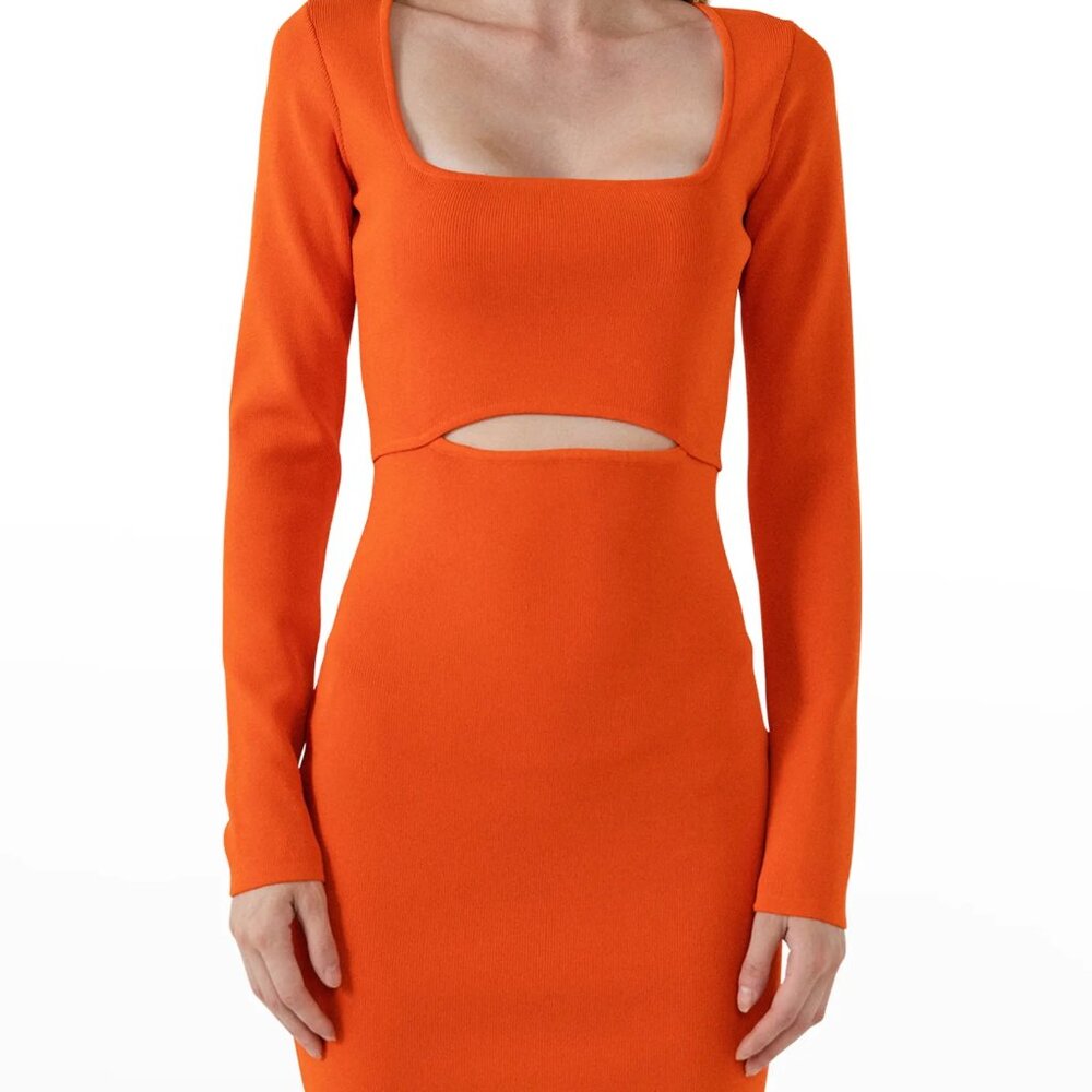 Endless Rose Cutout Knit Bodycon Dress Orange Size XS